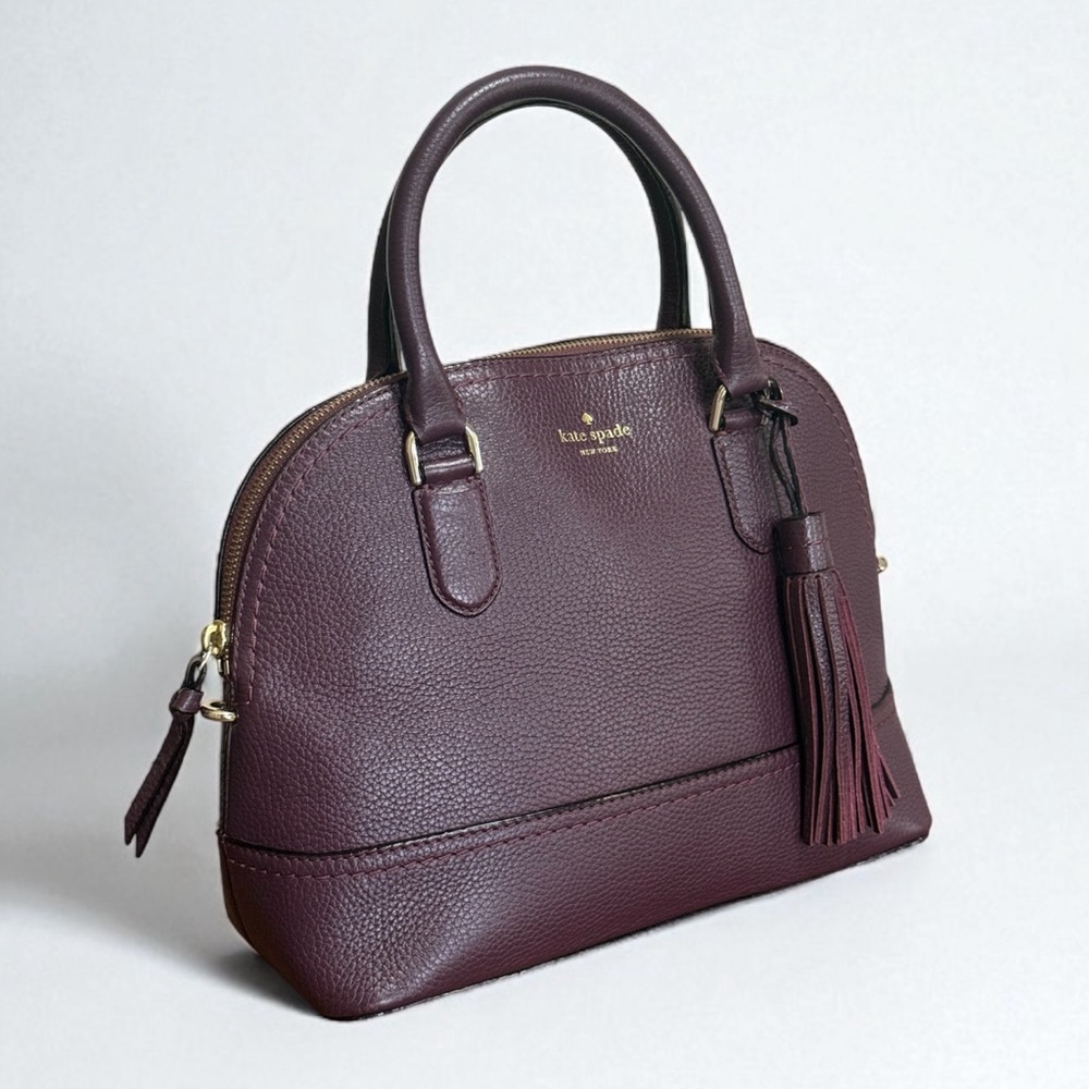 Authentic Kate Spade Plum Carli McCall Street Leather Satchel Crossbody! COA! - Picture 4 of 13